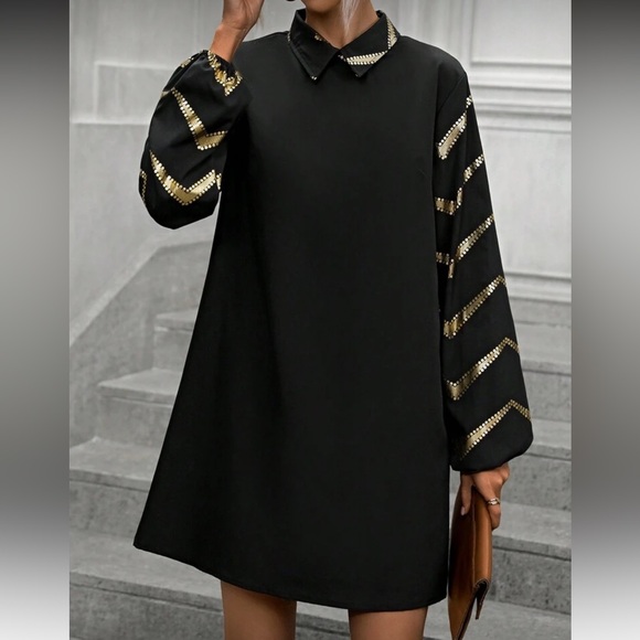 Black and Gold Women's Dress - Picture 4 of 4